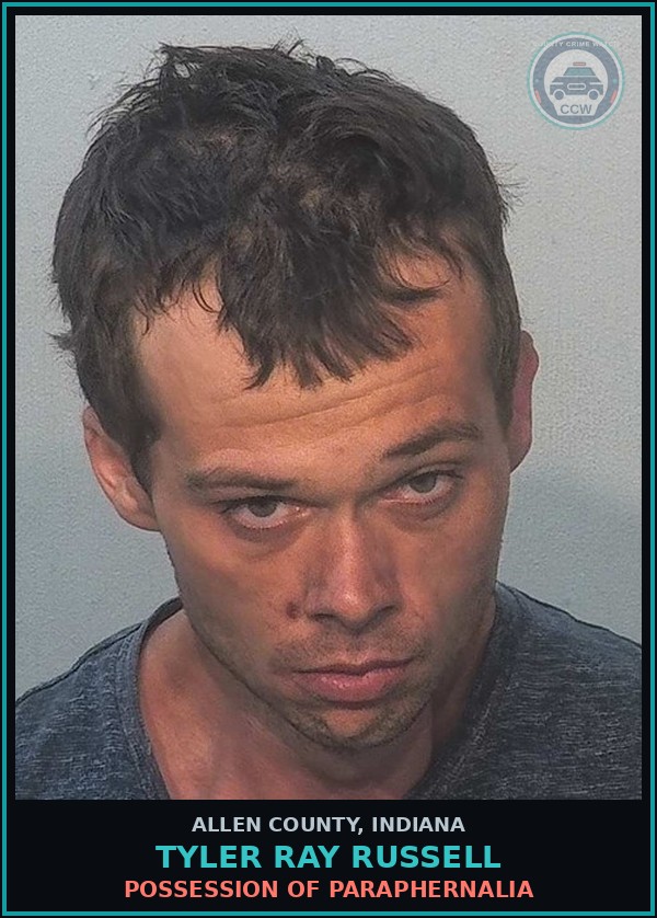 Booking mugshot of Tyler Ray Russell in Allen County