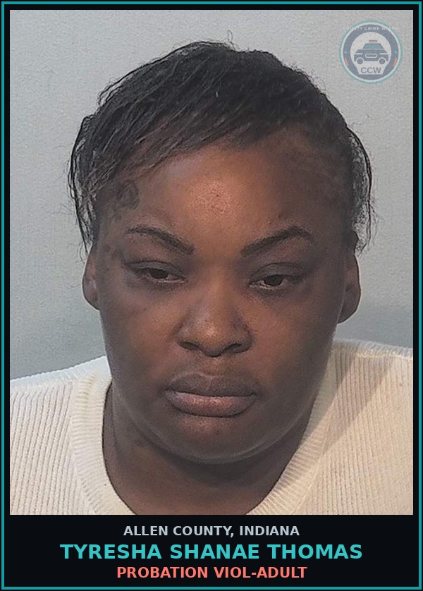 Booking mugshot of Tyresha Shanae Thomas in Allen County