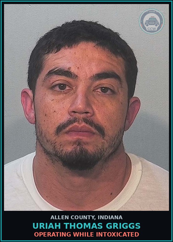 Booking mugshot of Uriah Thomas Griggs in Allen County
