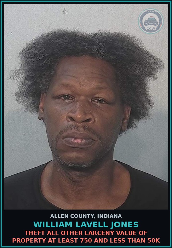 Booking mugshot of William Lavell Jones in Allen County