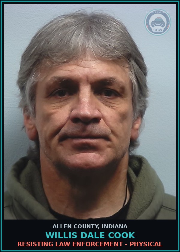 Booking mugshot of Willis Dale Cook in Allen County