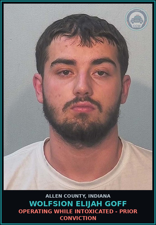 Booking mugshot of Wolfsion Elijah Goff in Allen County