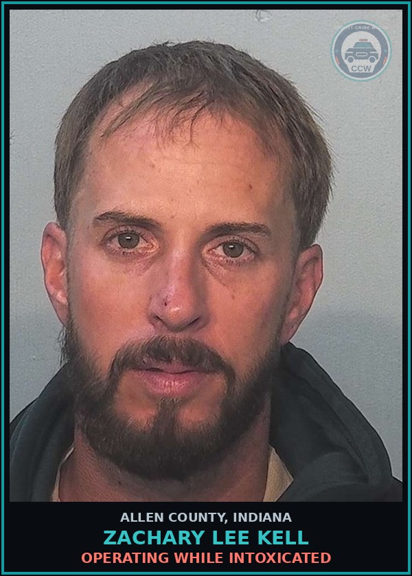 Booking mugshot of Zachary Lee Kell in Allen County