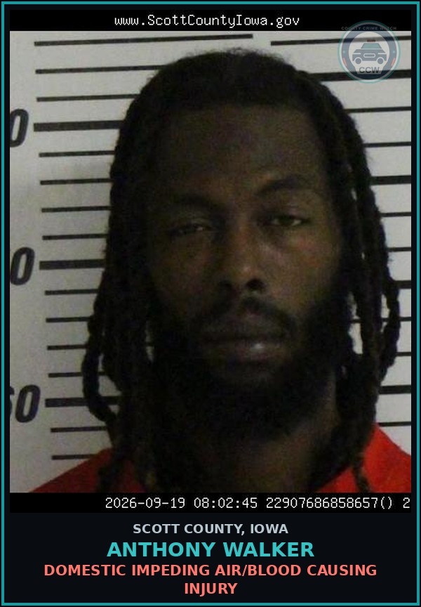 Booking mugshot of Anthony Walker in Scott County
