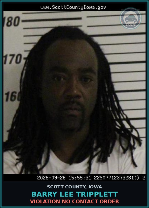 Booking mugshot of Barry Lee Tripplett in Scott County