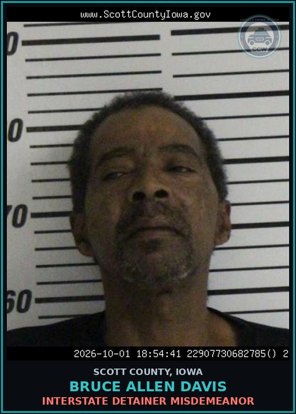 Booking mugshot of Bruce Allen Davis in Scott County