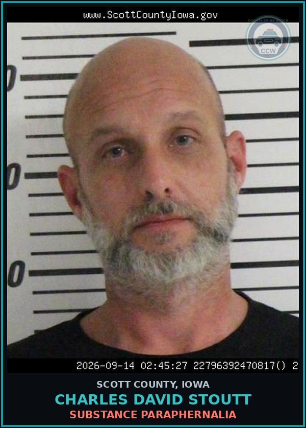 Booking mugshot of Charles David Stoutt in Scott County