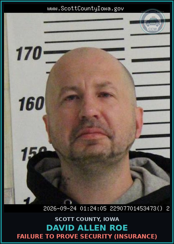 Booking mugshot of David Allen Roe in Scott County