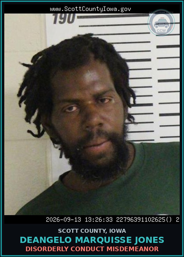 Booking mugshot of Deangelo Marquisse Jones in Scott County
