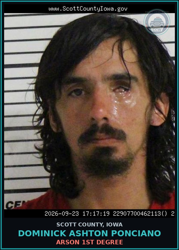 Booking mugshot of Dominick Ashton Ponciano in Scott County