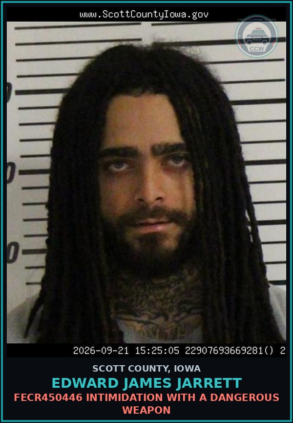 Booking mugshot of Edward James Jarrett in Scott County