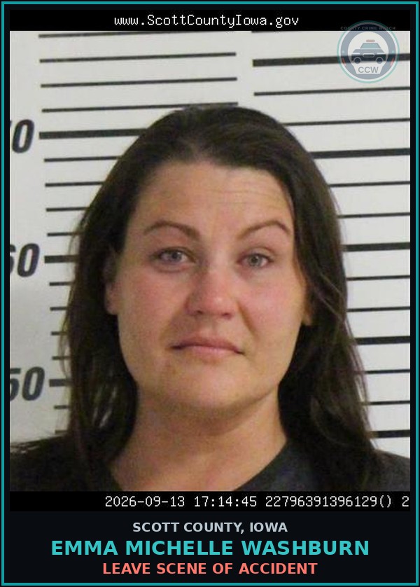 Booking mugshot of Emma Michelle Washburn in Scott County