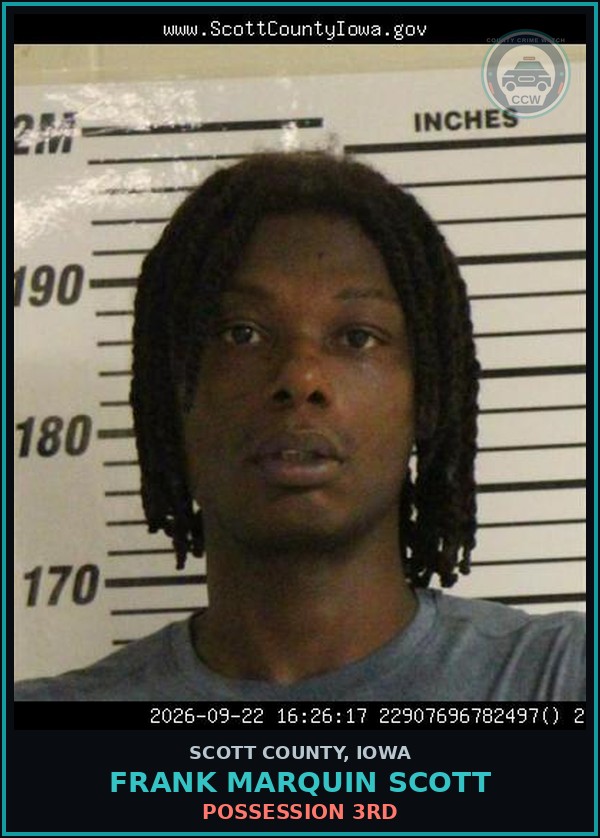 Booking mugshot of Frank Marquin Scott in Scott County