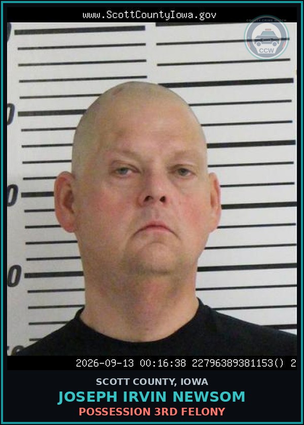 Booking mugshot of Joseph Irvin Newsom in Scott County