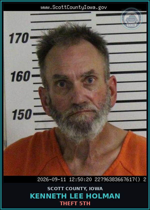 Booking mugshot of Kenneth Lee Holman in Scott County