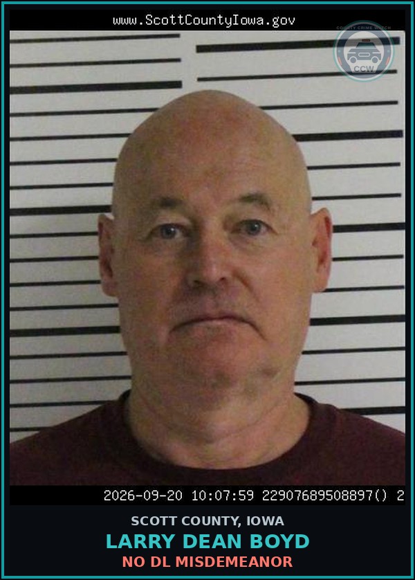Booking mugshot of Larry Dean Boyd in Scott County