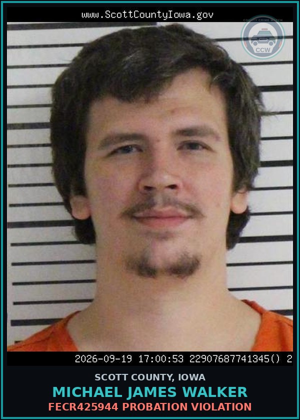 Booking mugshot of Michael James Walker in Scott County