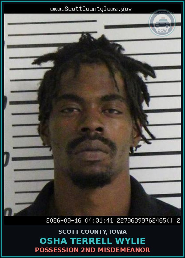 Booking mugshot of Osha Terrell Wylie in Scott County
