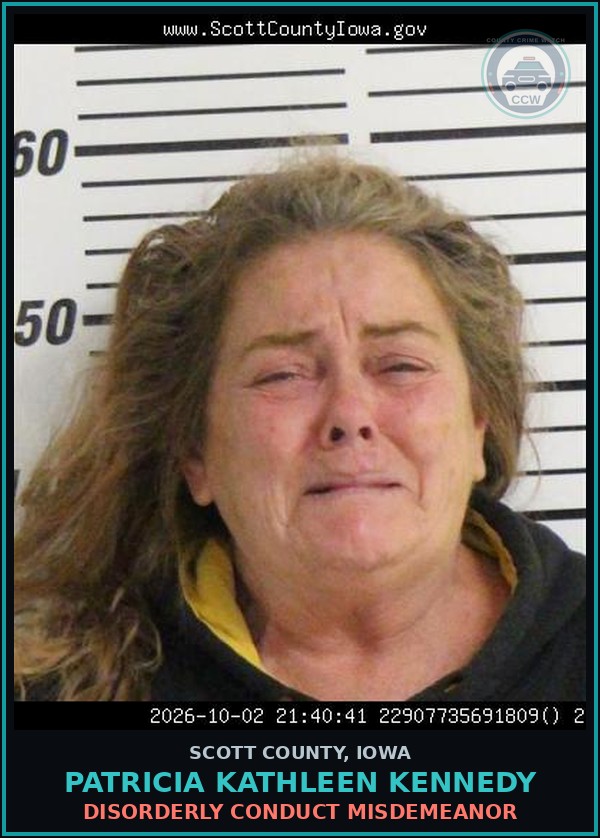 Booking mugshot of Patricia Kathleen Kennedy in Scott County