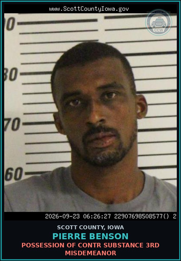 Booking mugshot of Pierre Benson in Scott County