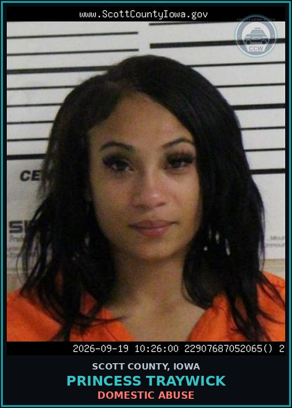 Booking mugshot of Princess Traywick in Scott County