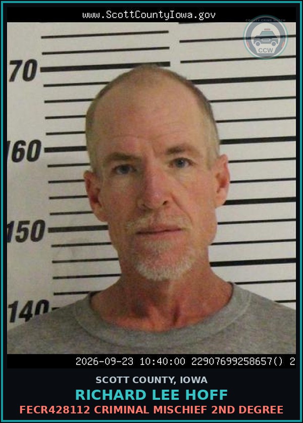Booking mugshot of Richard Lee Hoff in Scott County