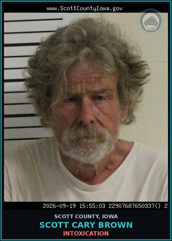 Booking mugshot of Scott Cary Brown in Scott County