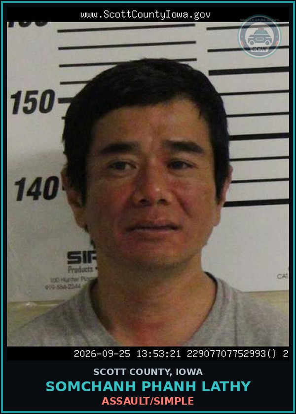Booking mugshot of Somchanh Phanh Lathy in Scott County