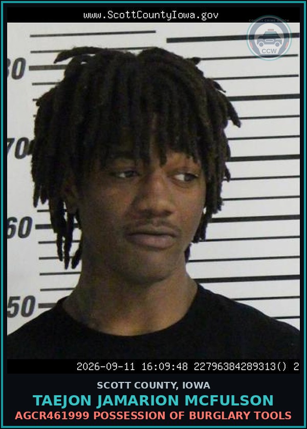 Booking mugshot of Taejon Jamarion Mcfulson in Scott County