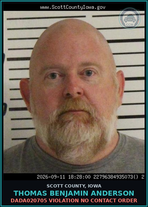 Booking mugshot of Thomas Benjamin Anderson in Scott County