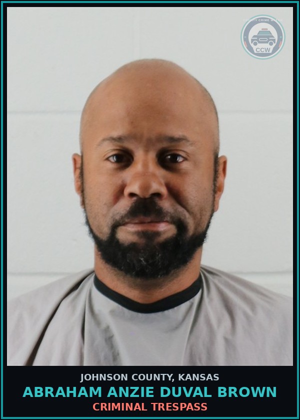 Booking mugshot of ABRAHAM ANZIE DUVAL BROWN in Johnson County