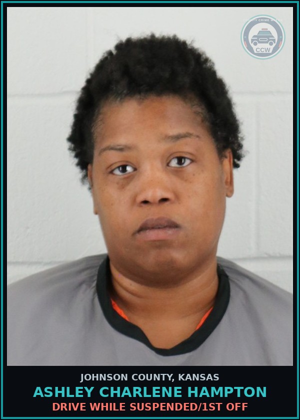 Booking mugshot of ASHLEY CHARLENE HAMPTON in Johnson County
