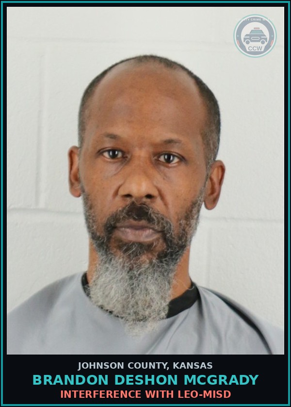 Booking mugshot of BRANDON DESHON MCGRADY in Johnson County