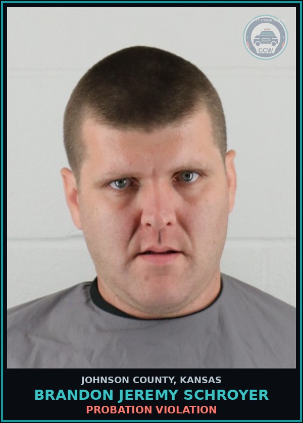 Booking mugshot of BRANDON JEREMY SCHROYER in Johnson County