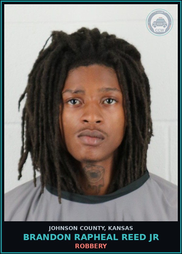 Booking mugshot of BRANDON RAPHEAL REED JR in Johnson County