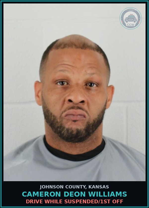 Booking mugshot of CAMERON DEON WILLIAMS in Johnson County