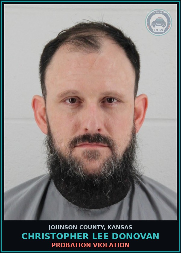 Booking mugshot of CHRISTOPHER LEE DONOVAN in Johnson County
