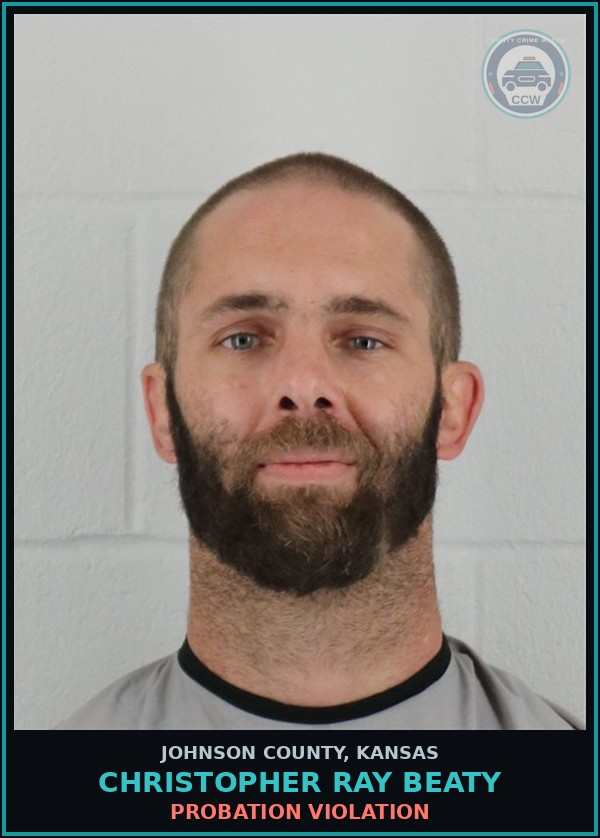 Booking mugshot of CHRISTOPHER RAY BEATY in Johnson County
