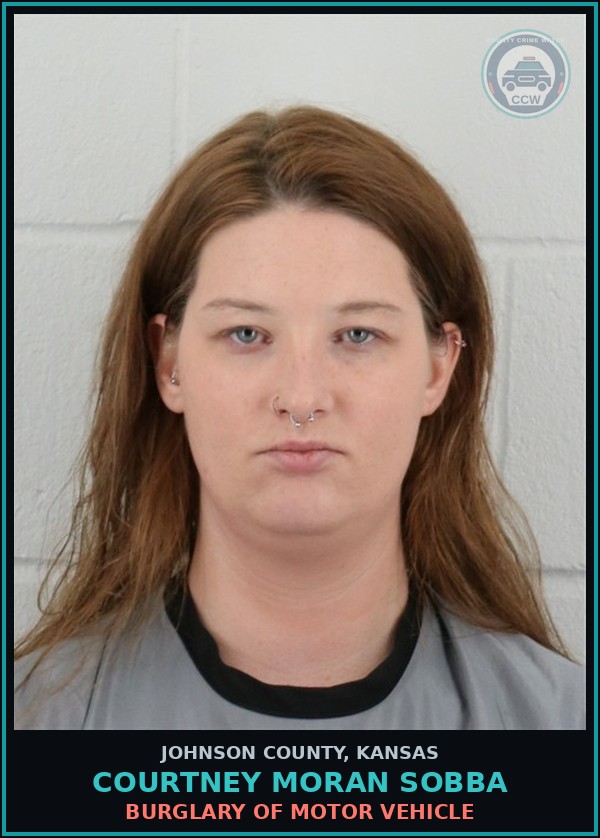 Booking mugshot of COURTNEY MORAN SOBBA in Johnson County