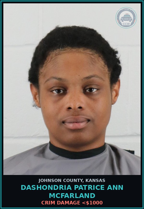 Booking mugshot of DASHONDRIA PATRICE ANN MCFARLAND in Johnson County