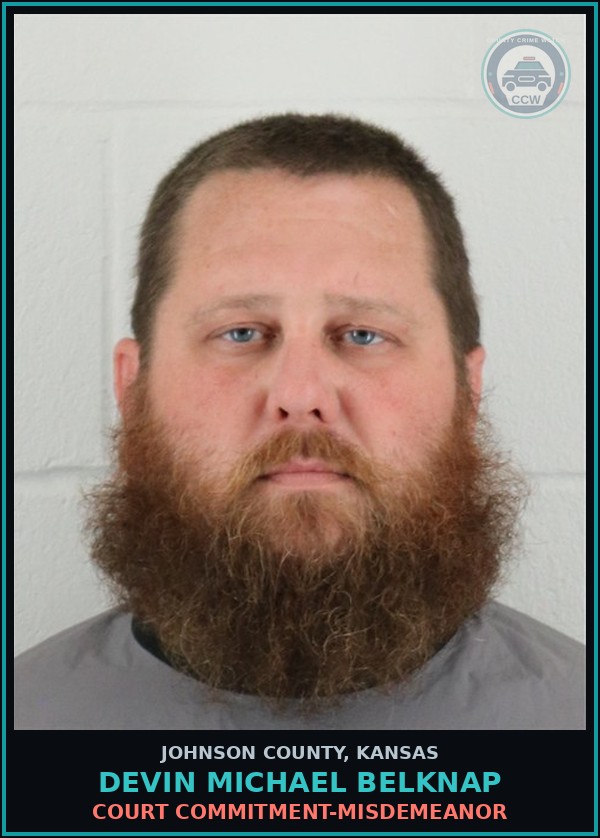 Booking mugshot of DEVIN MICHAEL BELKNAP in Johnson County