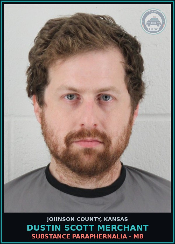Booking mugshot of DUSTIN SCOTT MERCHANT in Johnson County