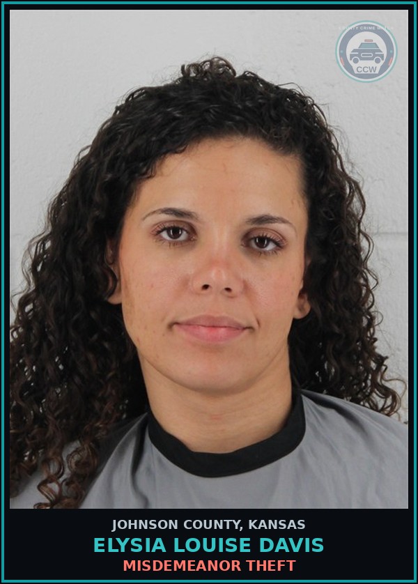 Booking mugshot of ELYSIA LOUISE DAVIS in Johnson County
