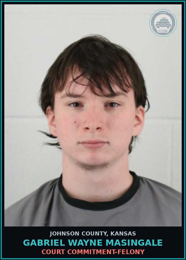 Booking mugshot of GABRIEL WAYNE MASINGALE in Johnson County
