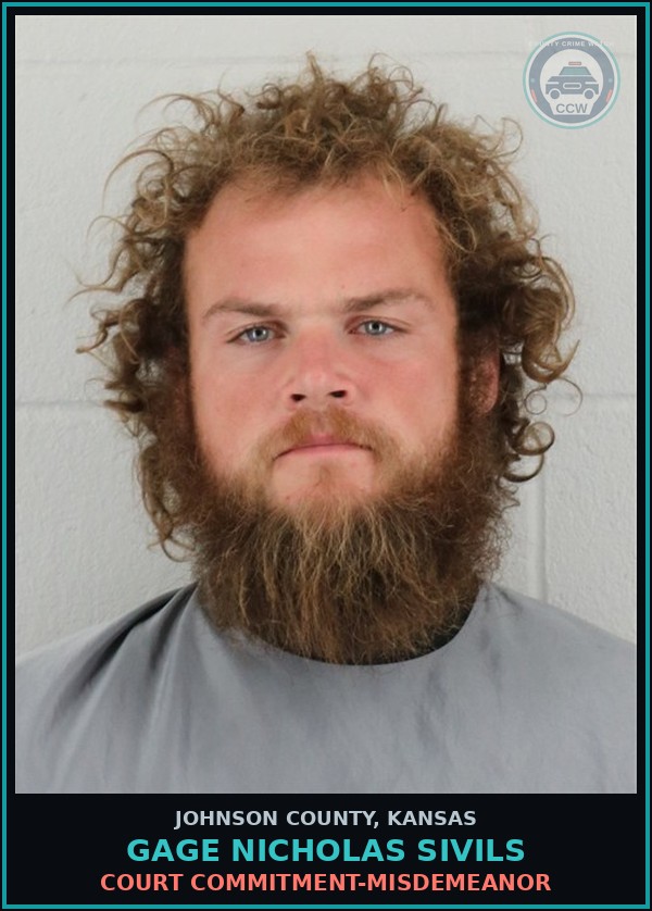 Booking mugshot of GAGE NICHOLAS SIVILS in Johnson County
