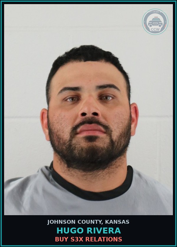 Booking mugshot of HUGO RIVERA in Johnson County