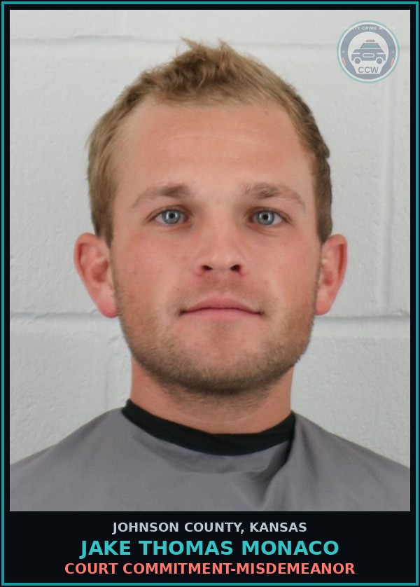 Booking mugshot of JAKE THOMAS MONACO in Johnson County
