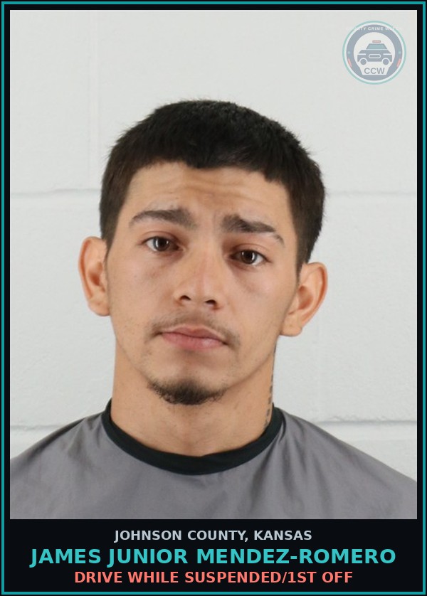 Booking mugshot of JAMES JUNIOR MENDEZ-ROMERO in Johnson County