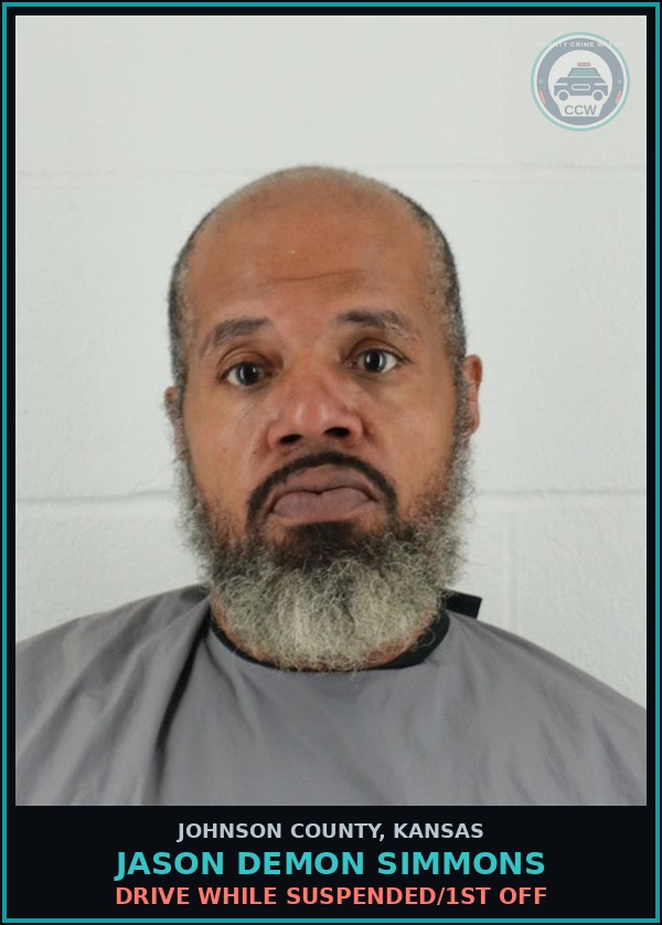 Booking mugshot of JASON DEMON SIMMONS in Johnson County