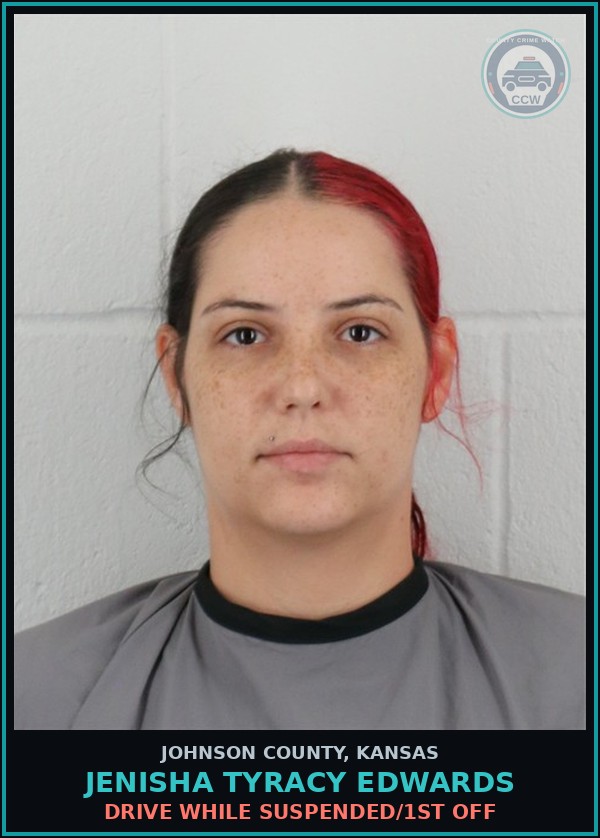 Booking mugshot of JENISHA TYRACY EDWARDS in Johnson County